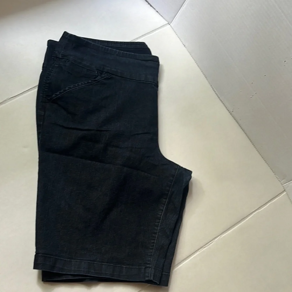 Style & Co High-Waisted Denim Bermuda Shorts - XL - Dark Wash